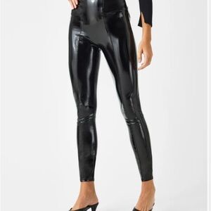 SPANX faux patent leather Glossy Black Leggings xsp